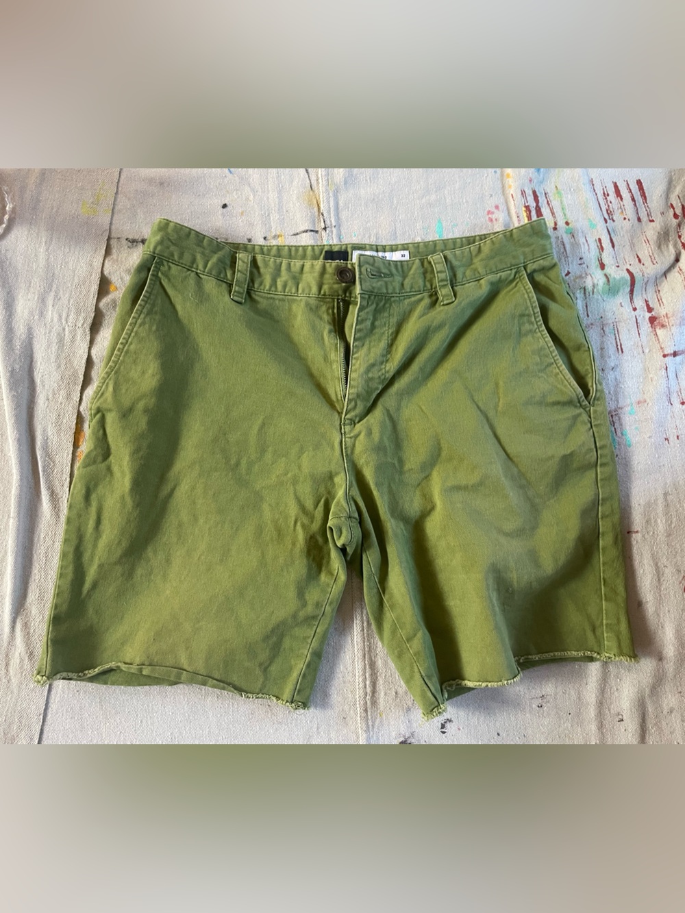 RVCA Olive Green Flat Front Chino Shorts